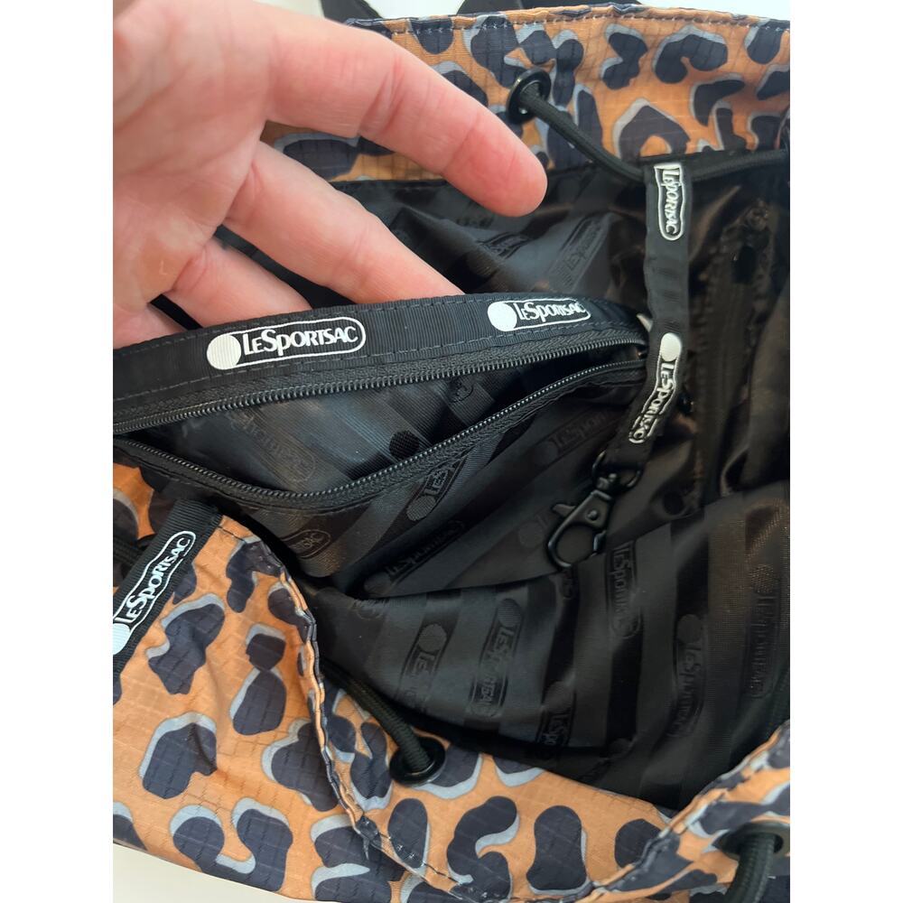 Lesportsac Leopard Print Drawstring Backpack Bag … - image 7